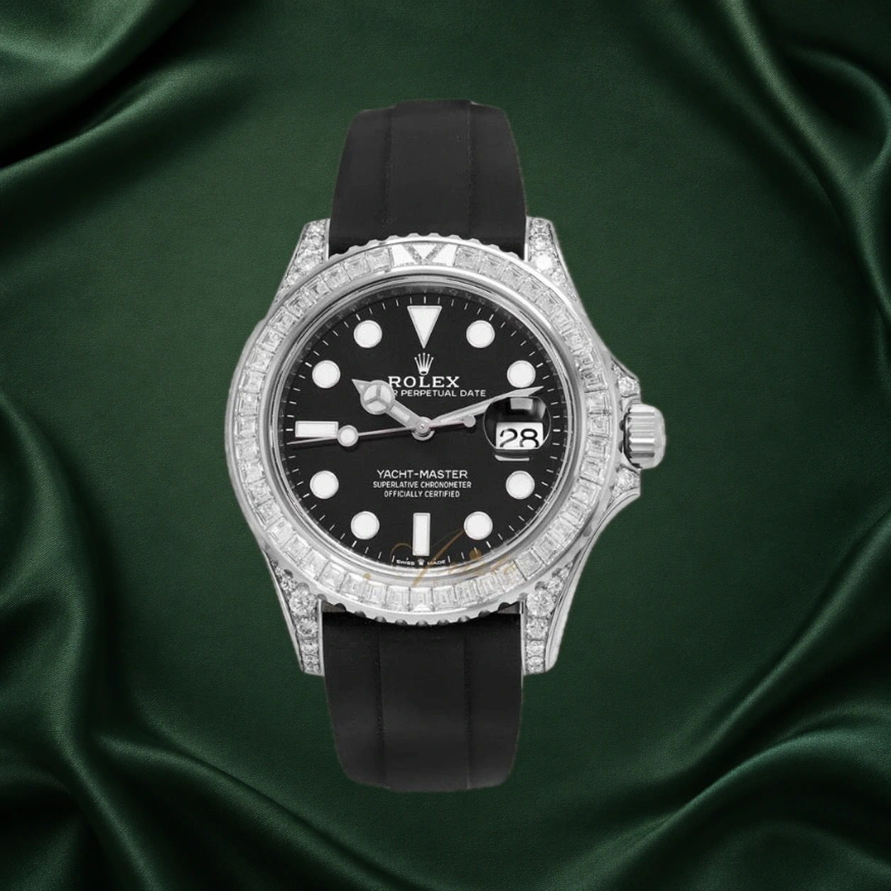 Rolex Yacht Master White Gold 226679TBR Black Dial Baguette Diamonds 42mm 226679 Yachtmaster · partner reference illustration