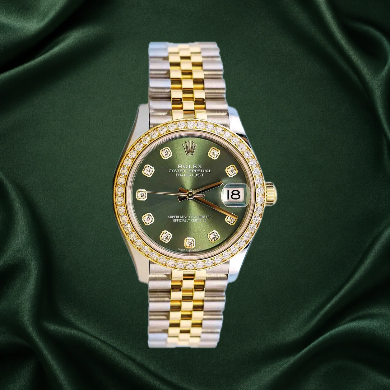 Rolex Datejust 278383RBR Olive Green w 10 Points Diamond Jubilee · partner reference illustration