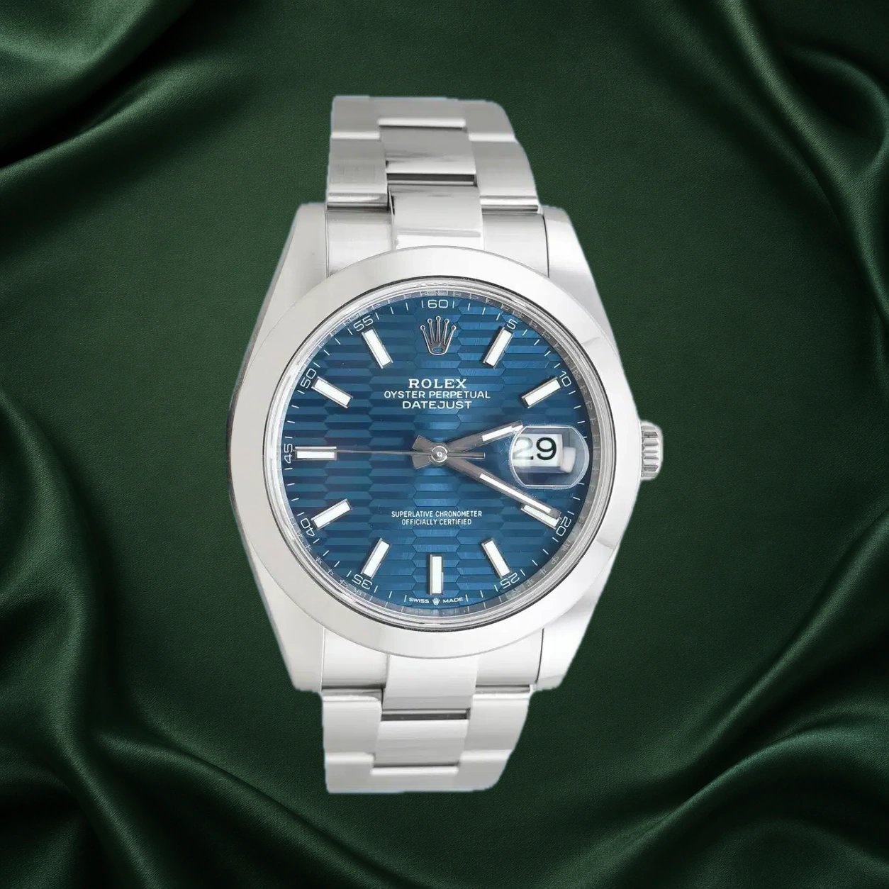 Rolex Datejust 126300 Blue Fluted Motif Oyster · partner reference illustration