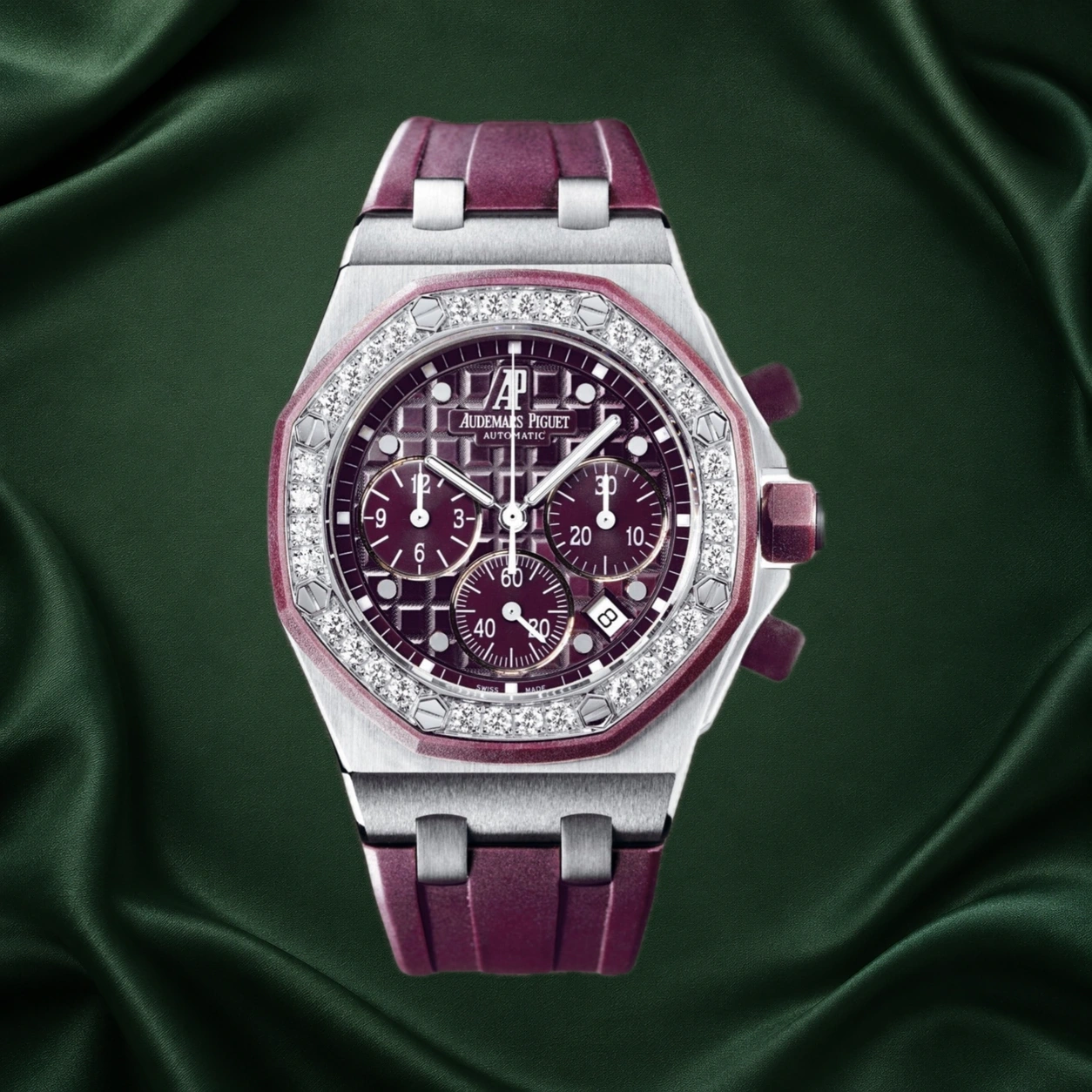 Audemars Piguet Royal Oak Offshore 26048SK Purple Dial 37mm Stainless Steel Diamond Bezel · partner reference illustration