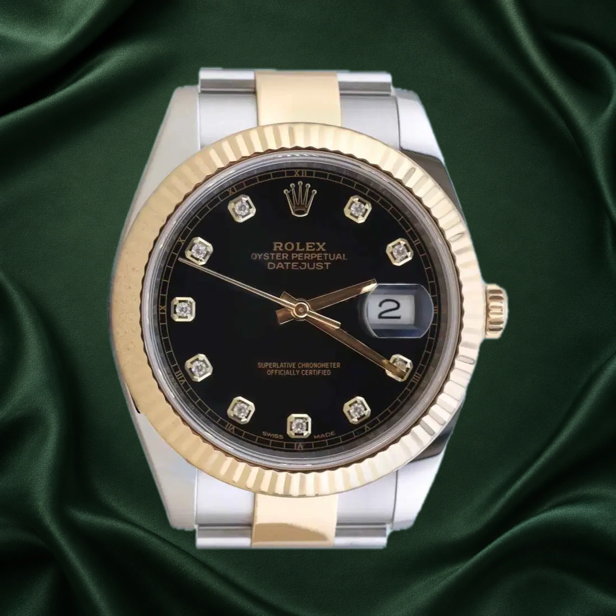 Rolex Datejust 126333 Black w 10 Point Diamonds Oyster · partner reference illustration