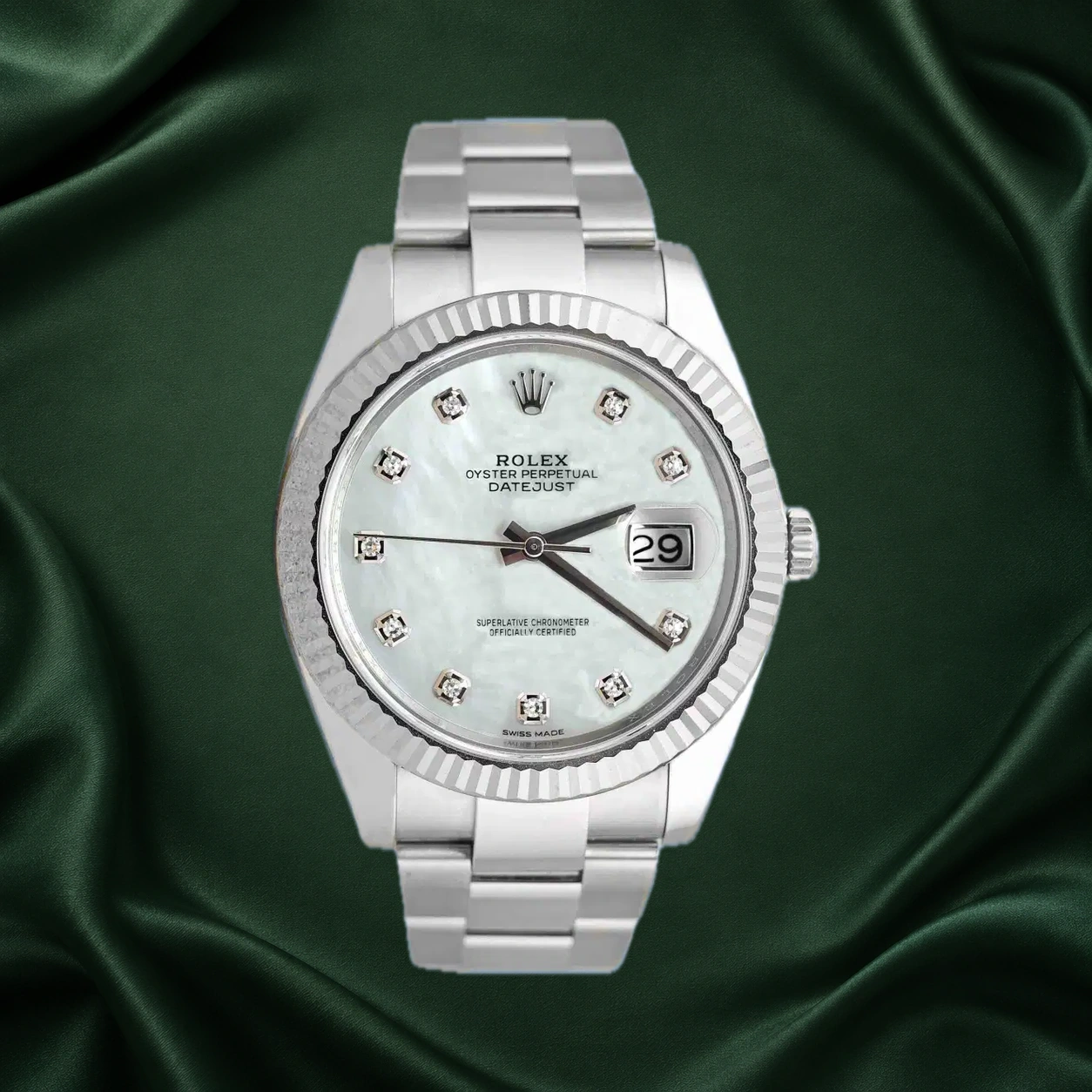 Rolex Datejust 126334 White Mother of Pearl MOP w 10 Point Diamonds Oyster · partner reference illustration