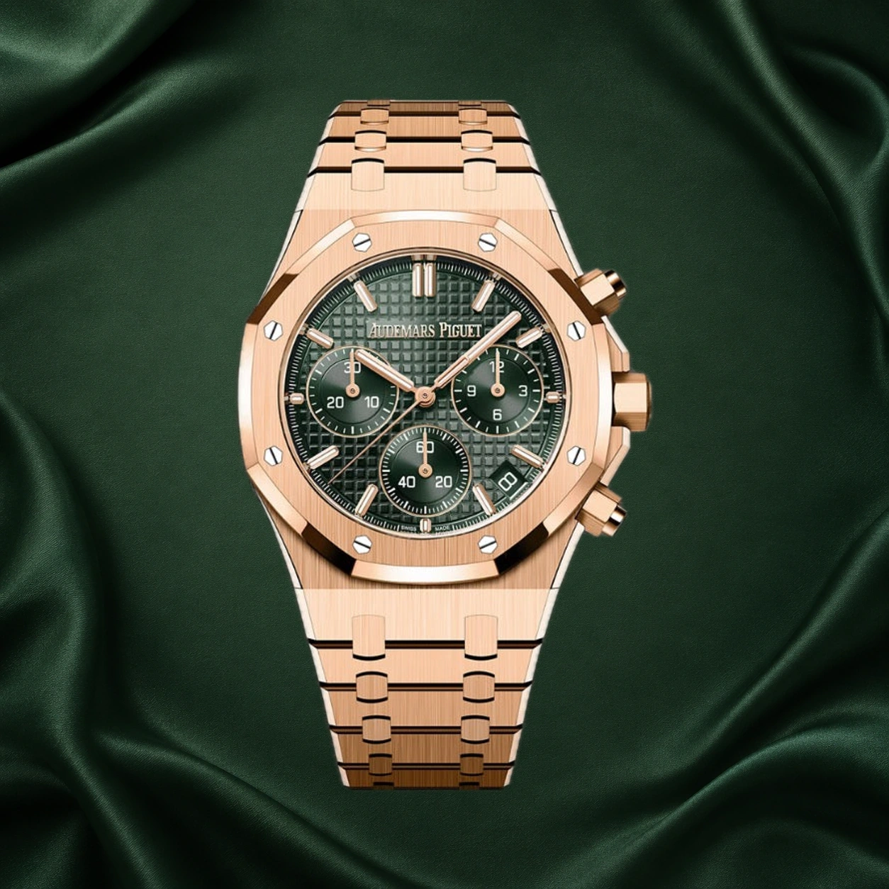 Audemars Piguet Royal Oak 26240OR Chronograph Rose Gold Green Dial 26240 · partner reference illustration