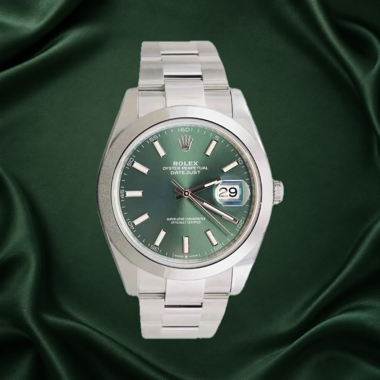 Rolex Datejust 126300 Mint Green Oyster · partner reference illustration