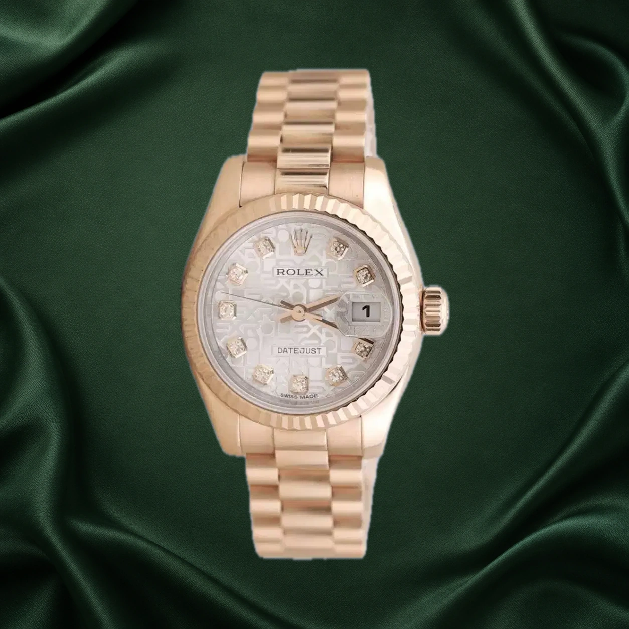 Rolex Datejust 179175 Silver Computer w 10 Point Diamonds President · partner reference illustration