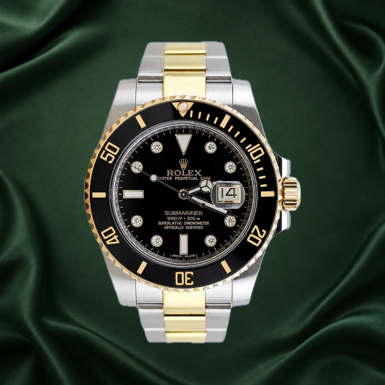 Rolex Submariner Serti Diamonds 116613LN Black w 8 Points Diamond Oyster · partner reference illustration