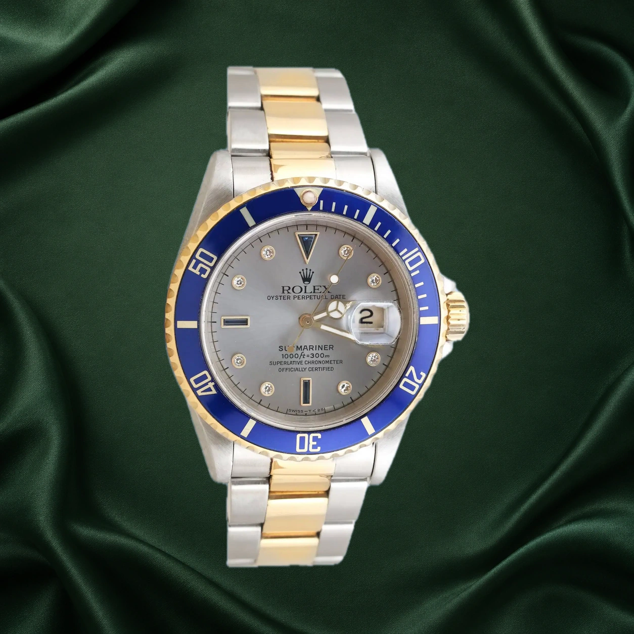 Rolex Submariner 16613 Rhodium w Serti Diamonds Oyster · partner reference illustration