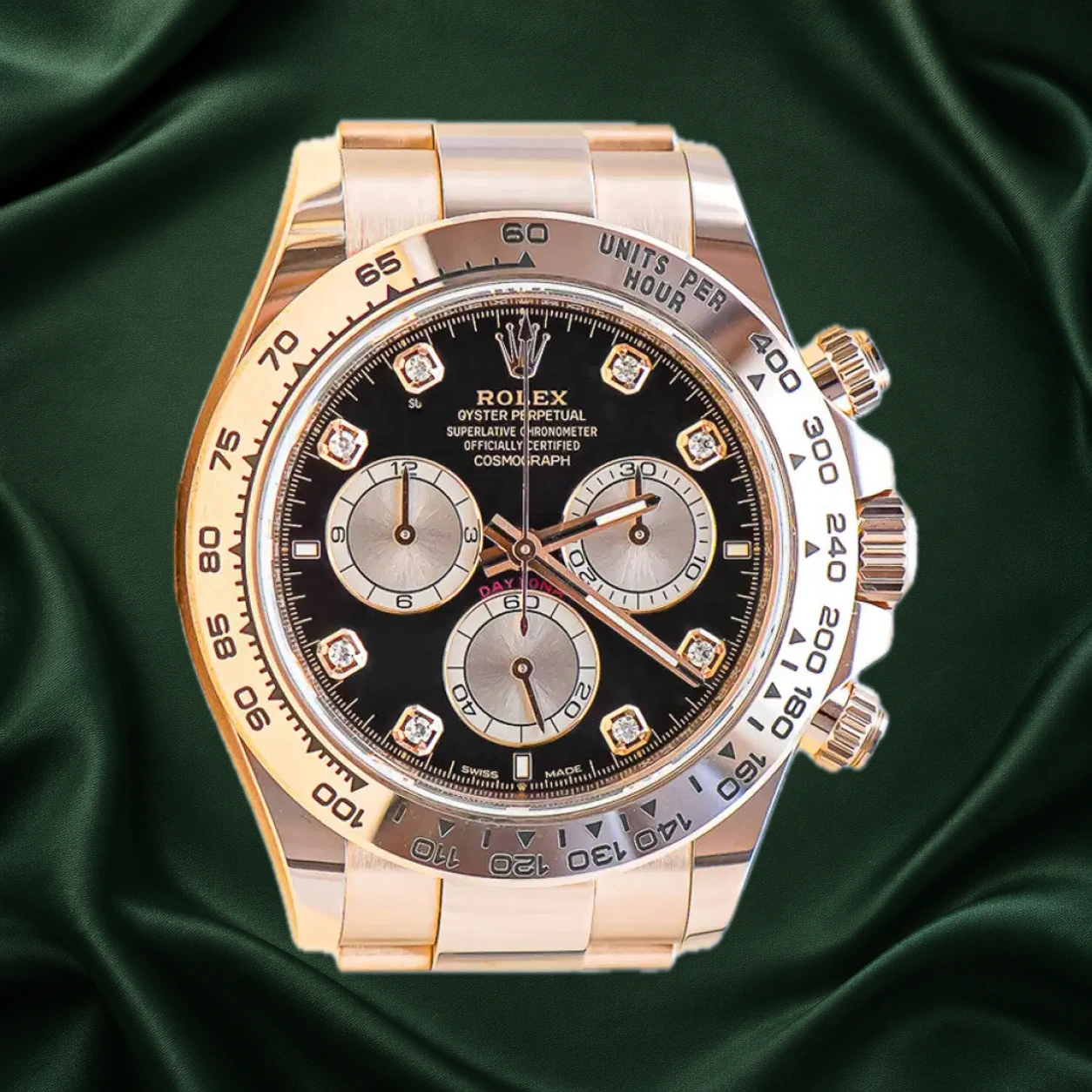 Rolex Daytona 126505 Black and Sundust w 8 Points Diamond Oyster · partner reference illustration