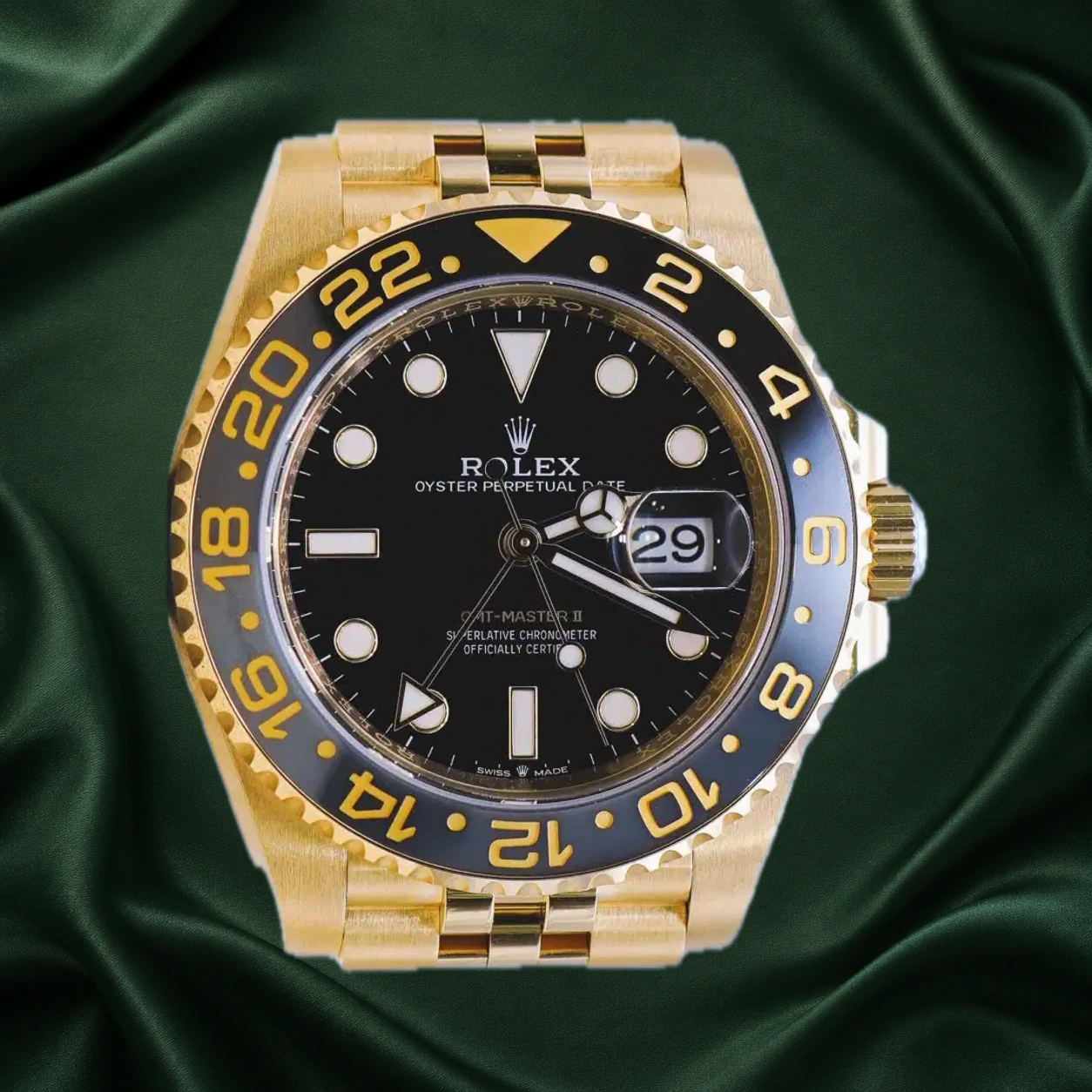 Rolex GMT Master II Guinness 126718GRNR Black Jubilee · partner reference illustration