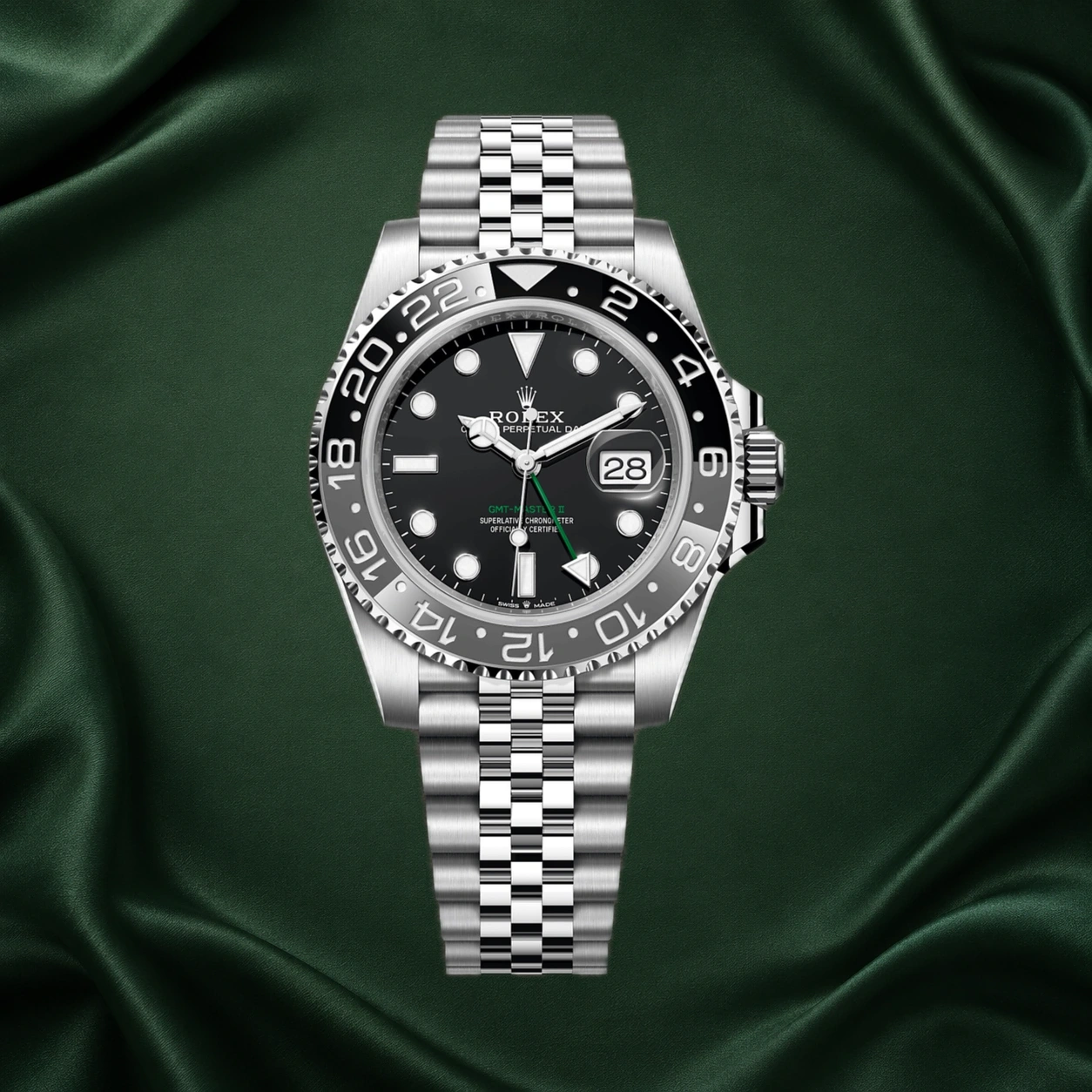 Rolex GMT-Master II Bruce Wayne Jubilee 126710GRNR 126710 · partner reference illustration