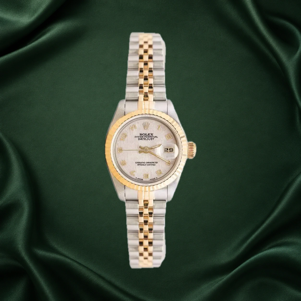 Rolex Datejust 69173 White Computer w Golden Arabic Jubilee · partner reference illustration