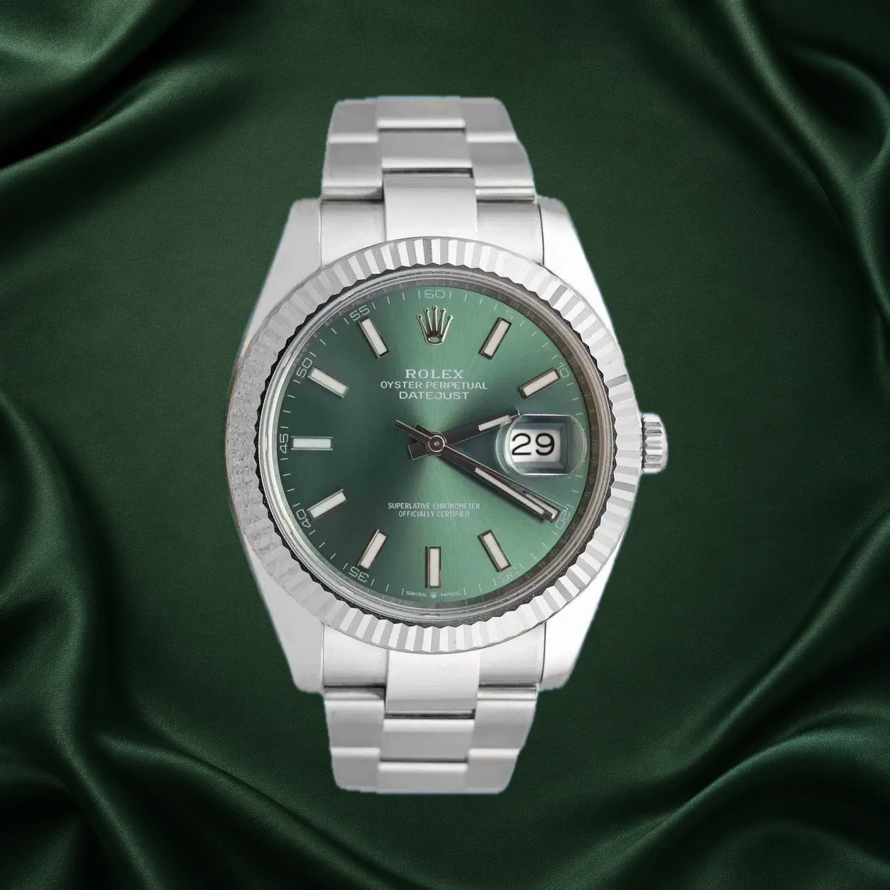 Rolex Datejust 126334 Mint Green Oyster · partner reference illustration