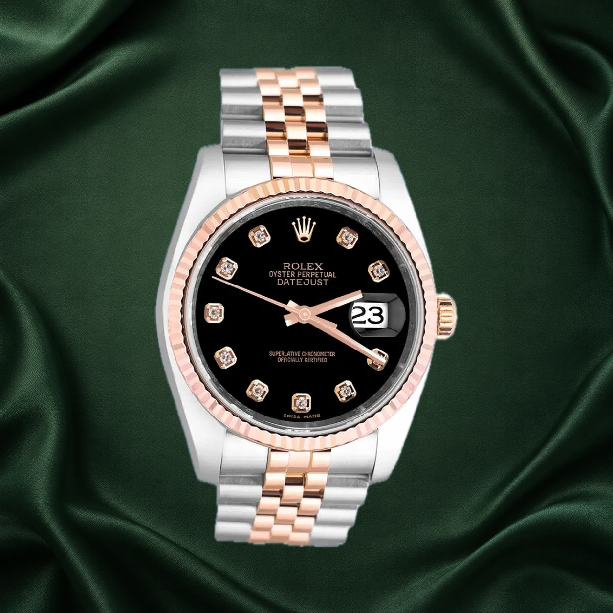 Rolex Datejust 116231 Black 10 Point Diamonds Jubilee · partner reference illustration