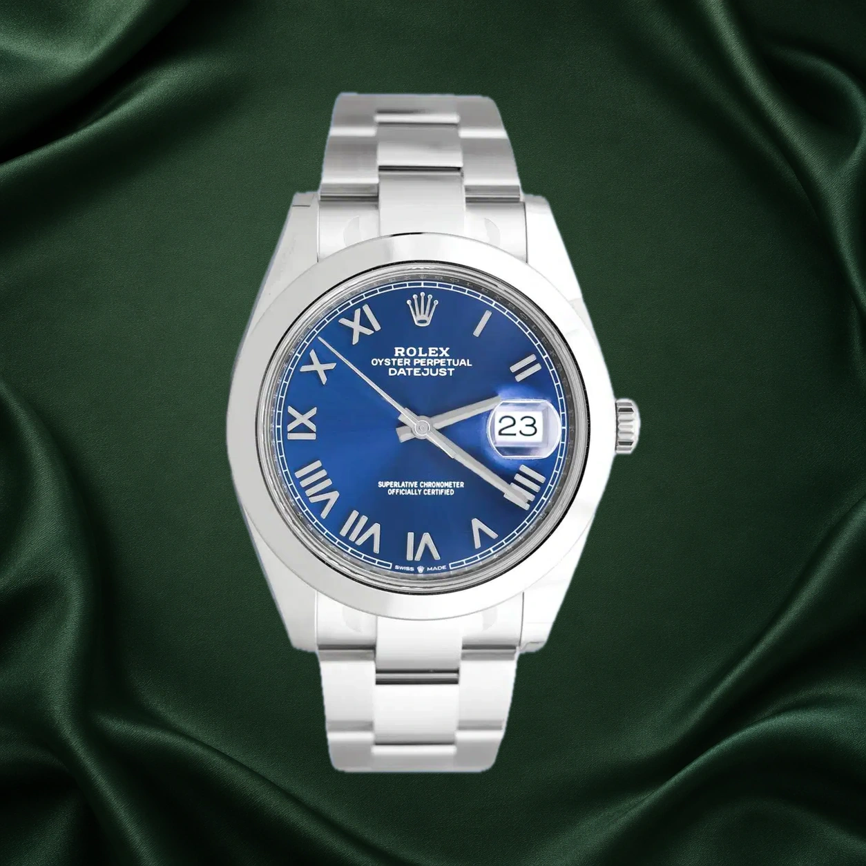 Rolex Datejust 126300 Bright Blue w Roman Numerals Oyster · partner reference illustration