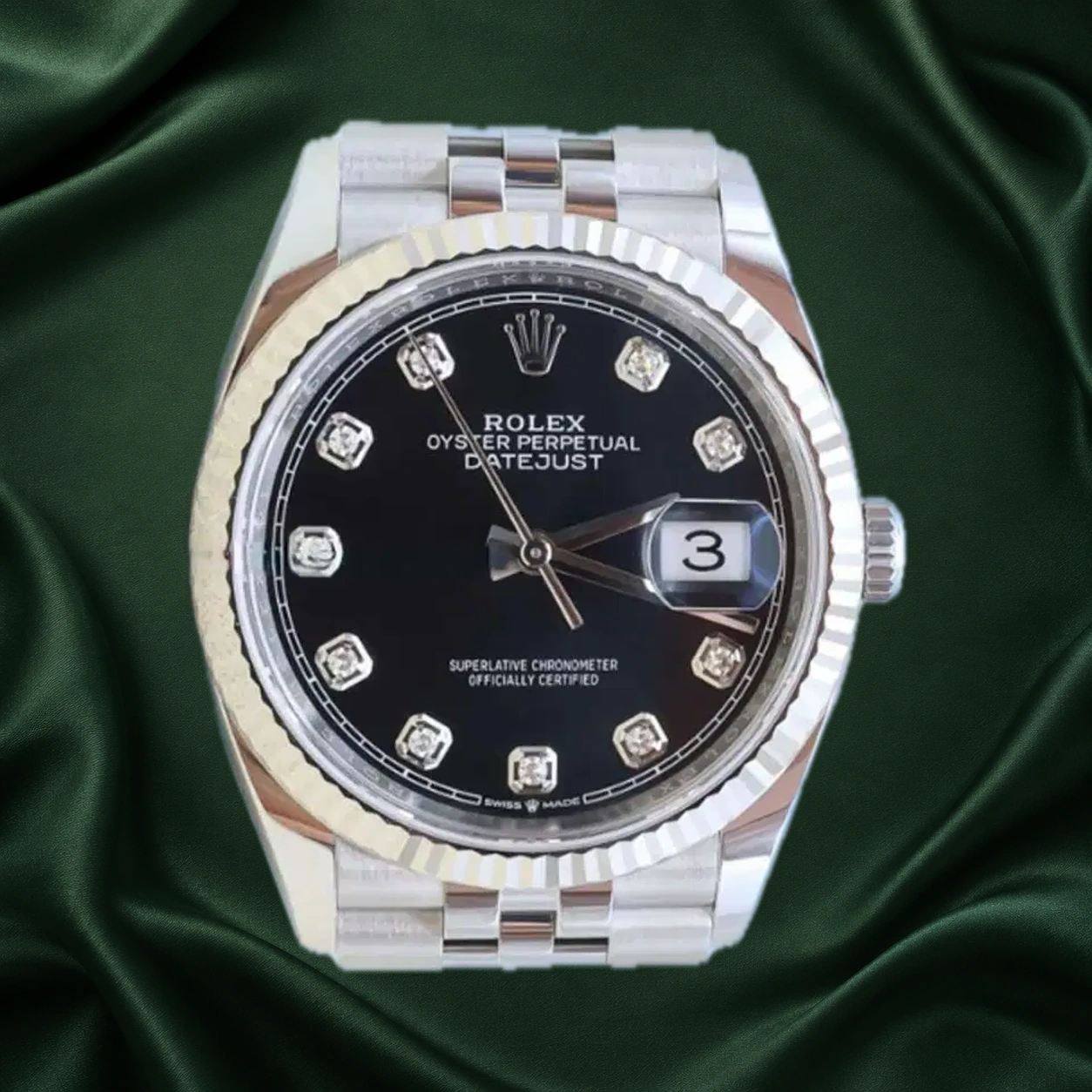 Rolex Datejust 126234 Black w 10 Point Diamonds Jubilee · partner reference illustration