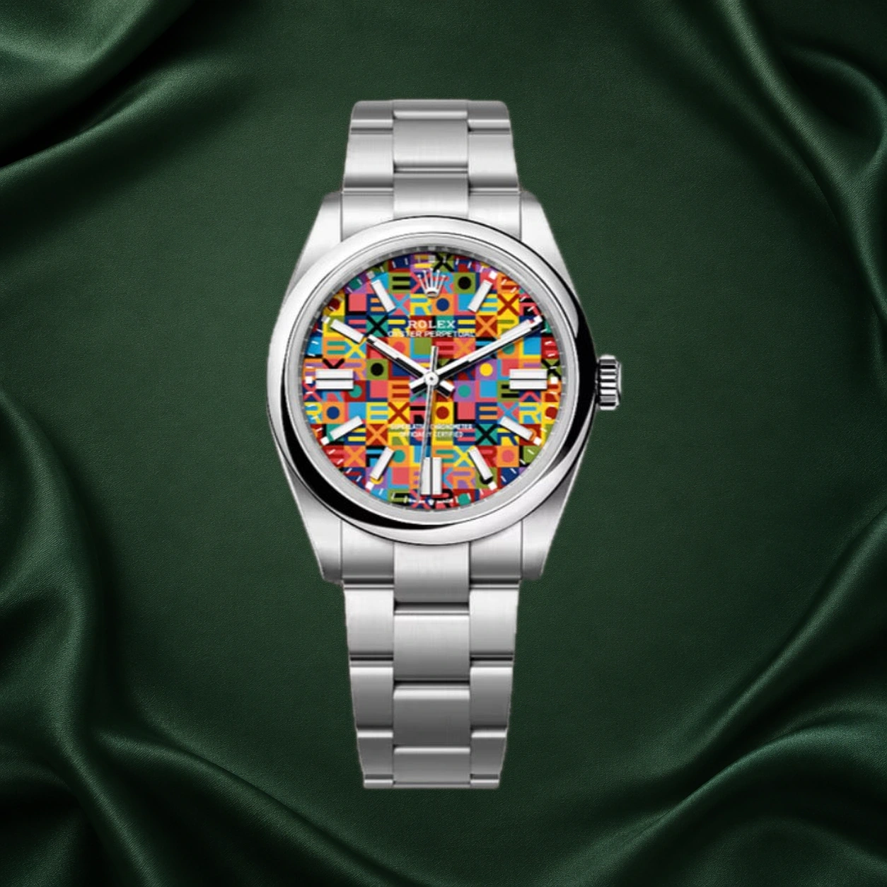 Rolex Oyster Perpetual 41 134300 Multicolored Jubilee motif dial · partner reference illustration