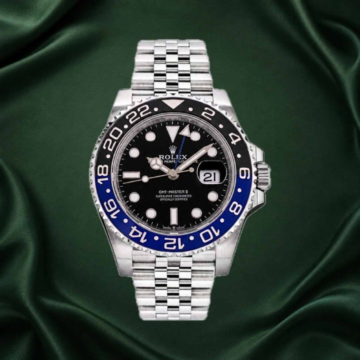 Rolex GMT Master II Batgirl Jubilee 126710BLNR · partner reference illustration