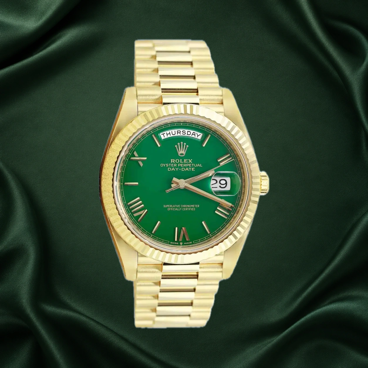 Rolex Daydate Casino Money Green 228238 Green Roman President · partner reference illustration