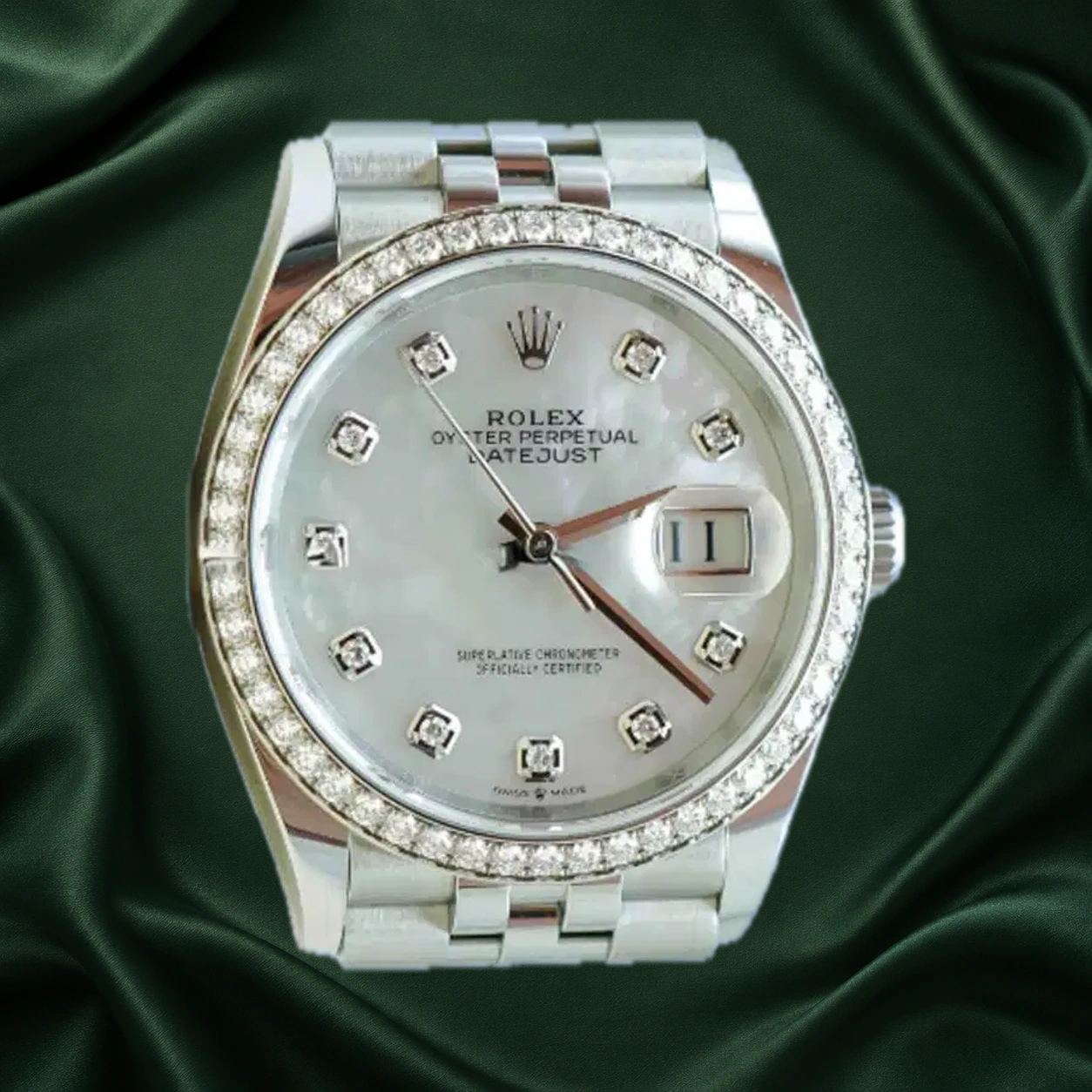 Rolex Datejust 126284RBR Mother of Pearl MOP w 10 Points Diamond Jubilee · partner reference illustration
