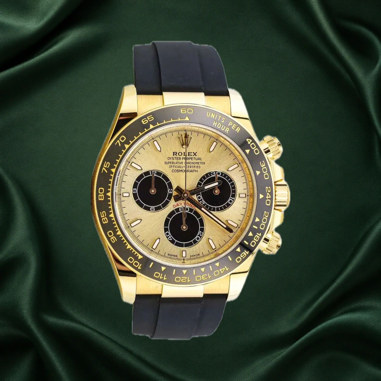 Rolex Daytona YML 126518LN Golden & Black Oysterflex · partner reference illustration