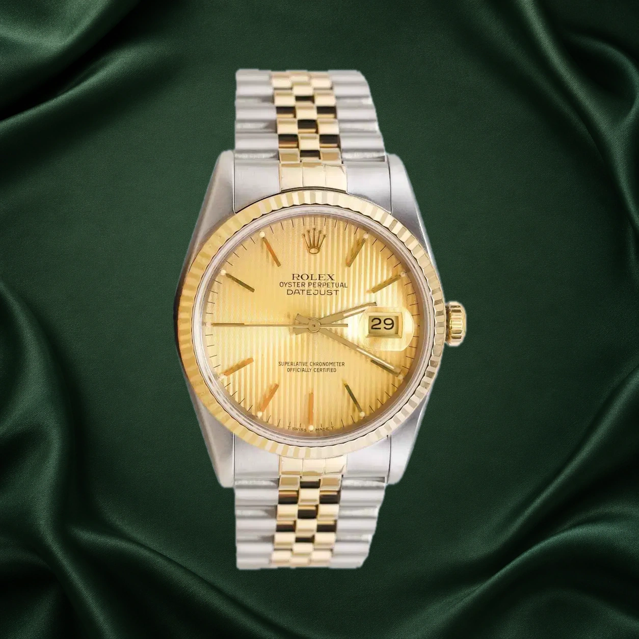 Rolex Datejust 16233 Champagne Tapestry Index Jubilee · partner reference illustration