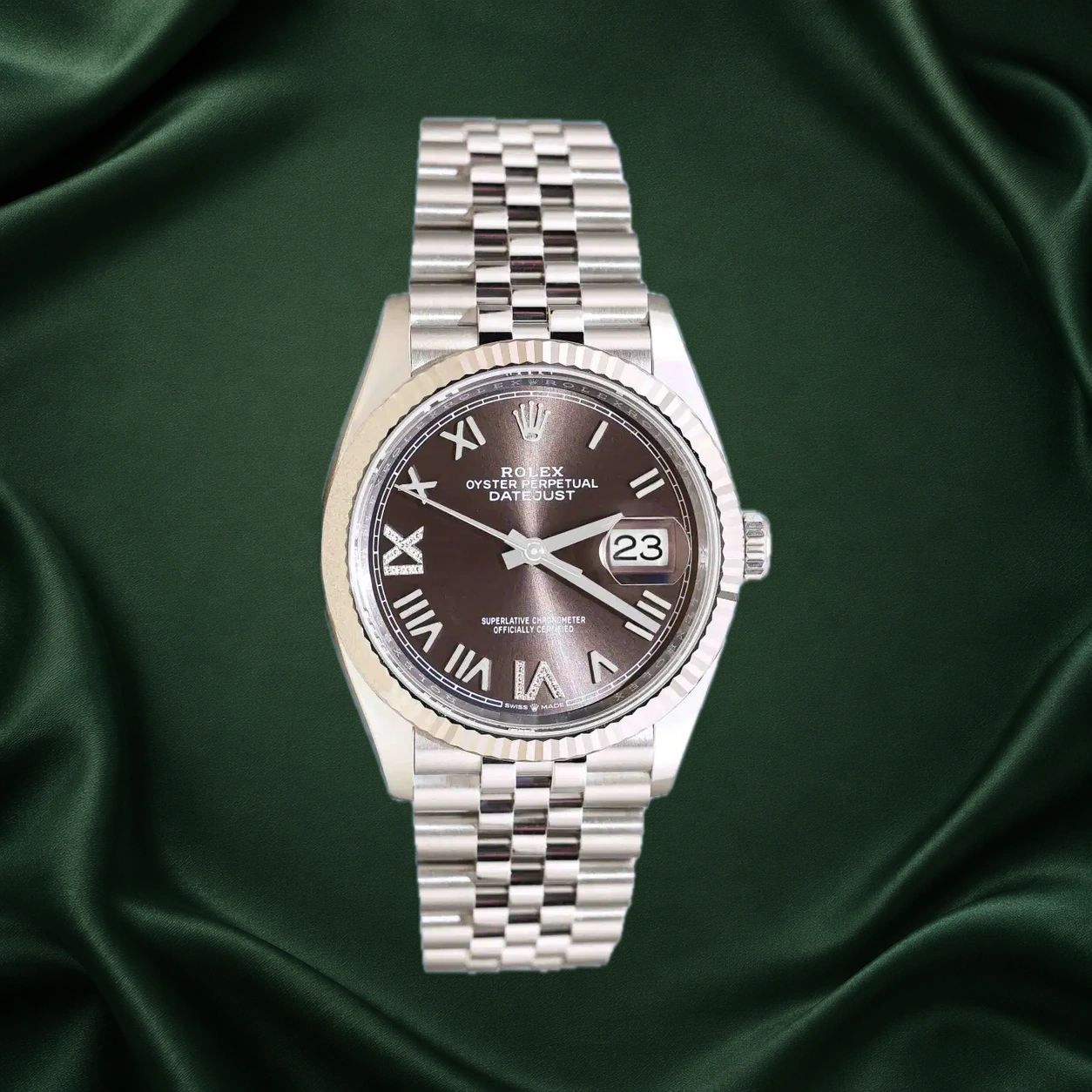 Rolex Datejust 126234 Dark Grey w Roman VI & IX Numerals Diamonds Jubilee · partner reference illustration