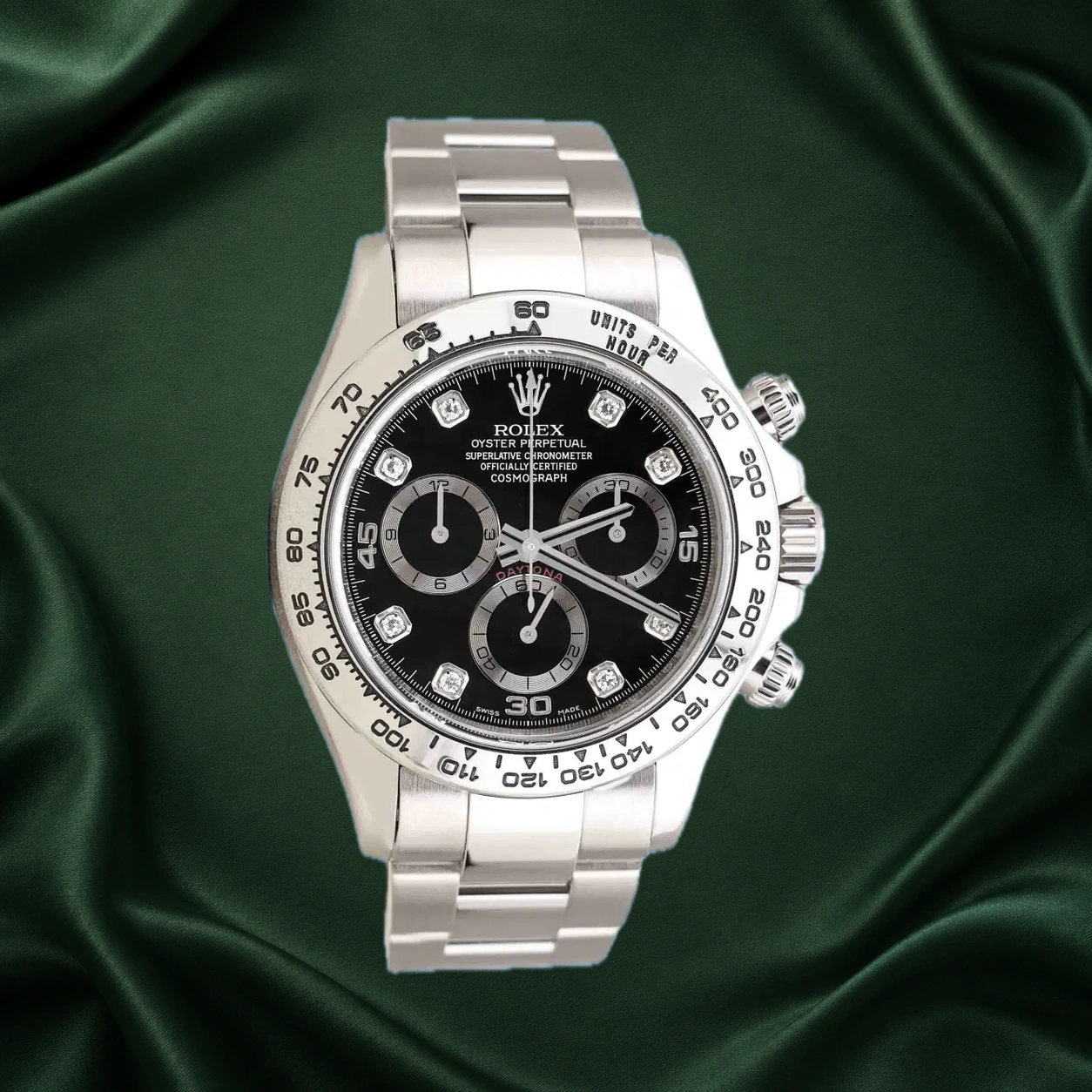 Rolex Daytona 116509 Black w 8 Points Diamond Oyster · partner reference illustration