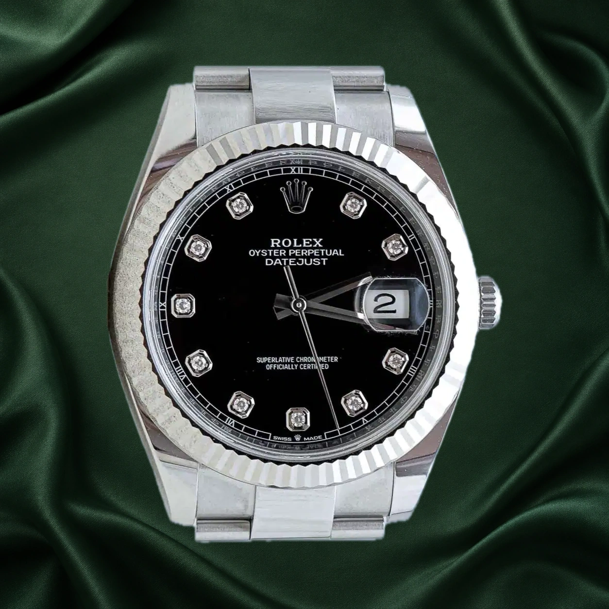 Rolex Datejust 126334 Black w 10 Point Diamonds Oyster · partner reference illustration