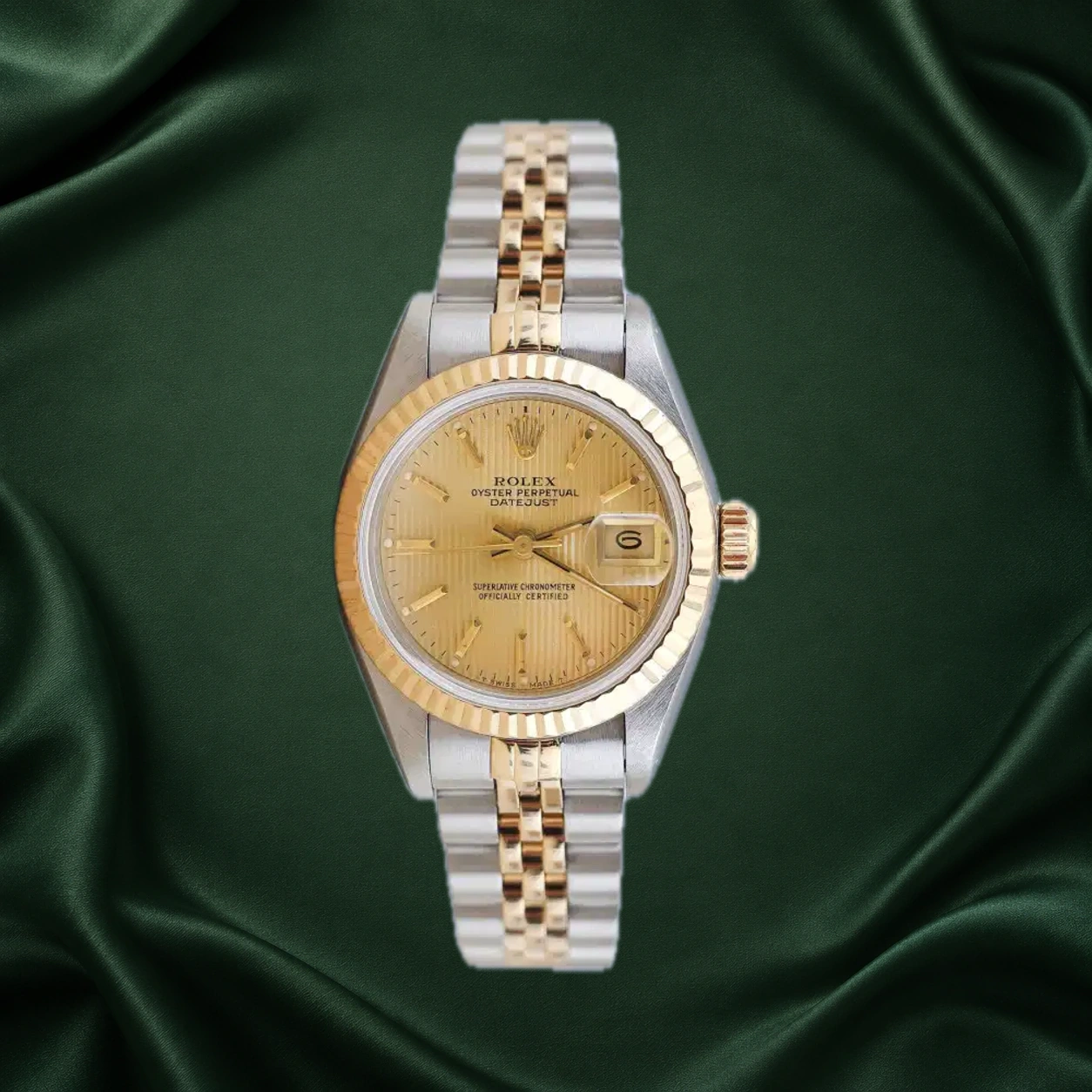Rolex Datejust 69173 Champagne Tapestry Jubilee · partner reference illustration
