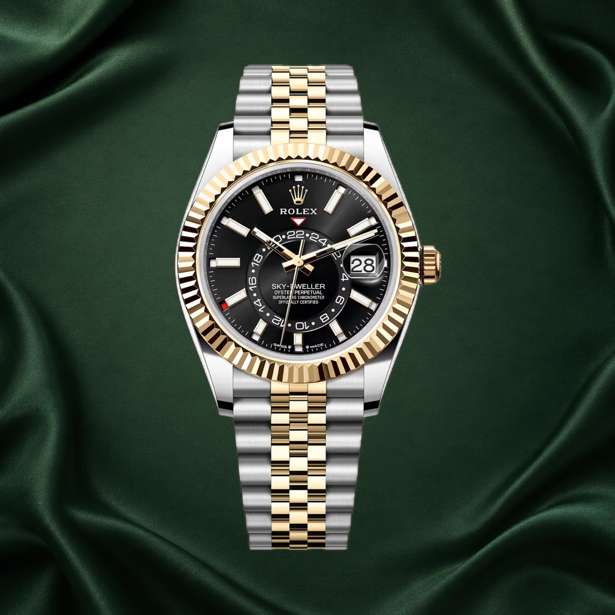 Rolex Sky-Dweller Two tone Yellow Gold 336933 Black Dial Jubilee · partner reference illustration