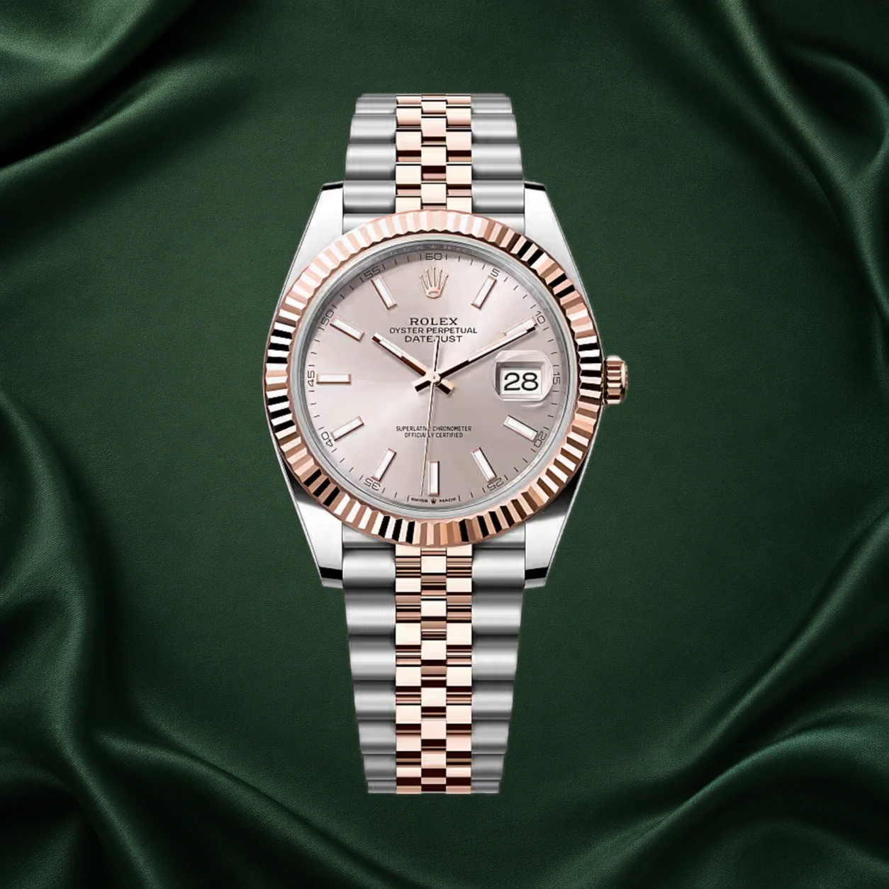 Rolex Datejust 41mm Two-tone 126331-0010 Rose Gold Sundust Pink Dial Jubilee · partner reference illustration