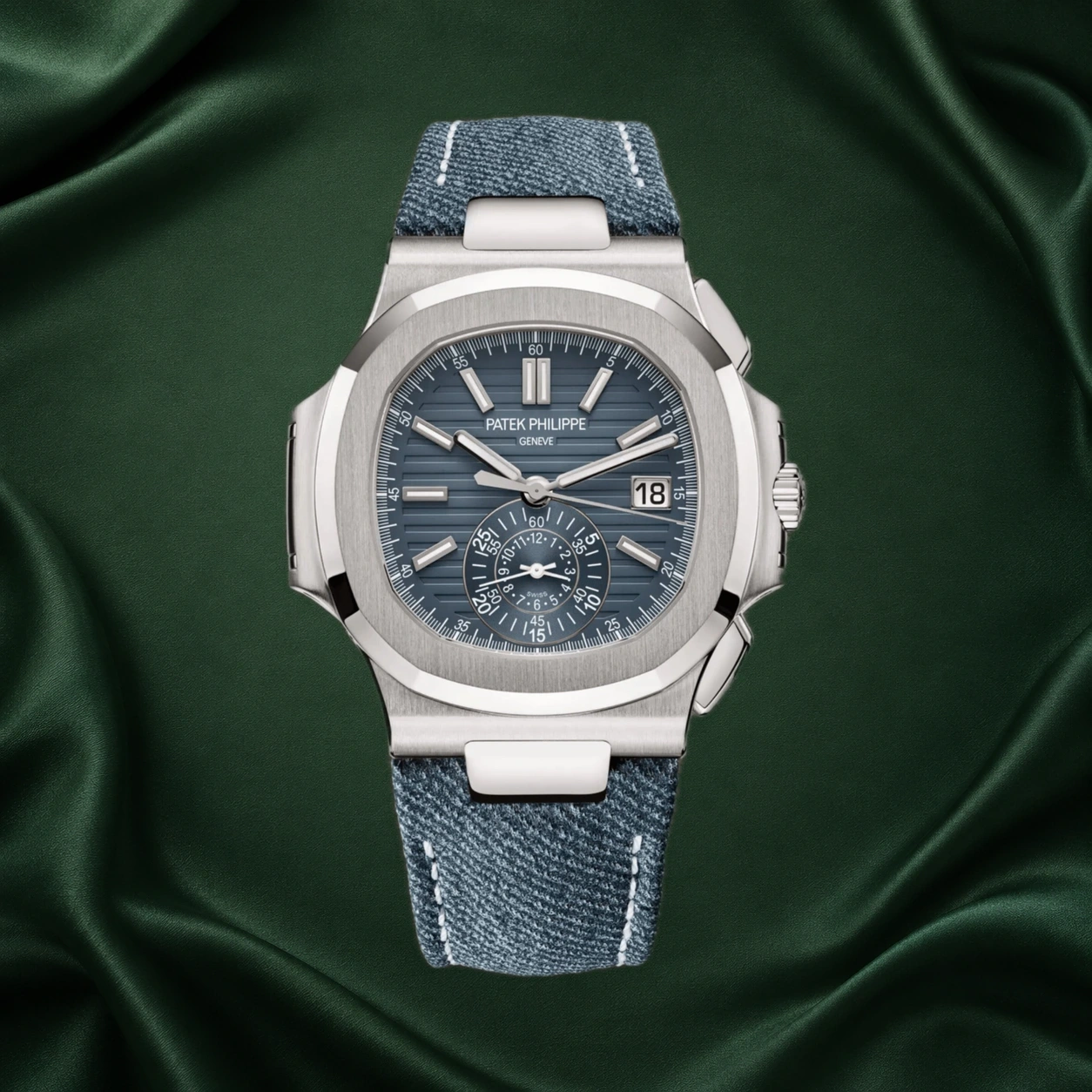 Patek Philippe Nautilus Flyback Chronograph White Gold 5980/60G Denim Blue Dial Leather 5980 · partner reference illustration