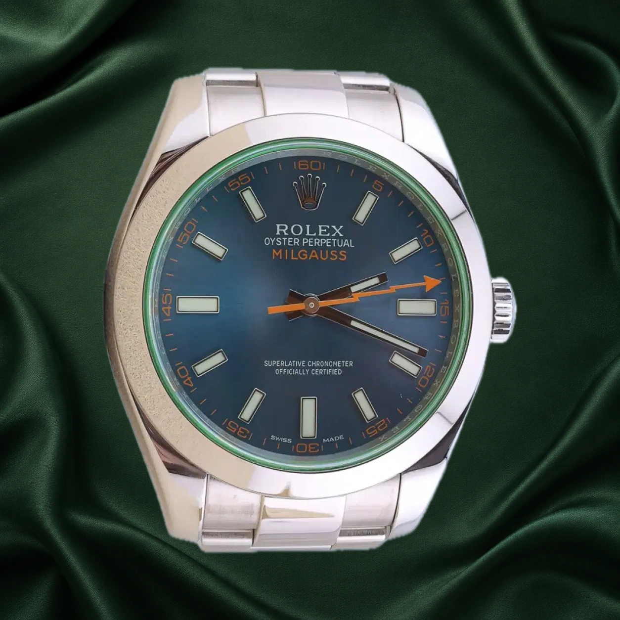 Rolex Milgauss 116400GV Blue Oyster · partner reference illustration