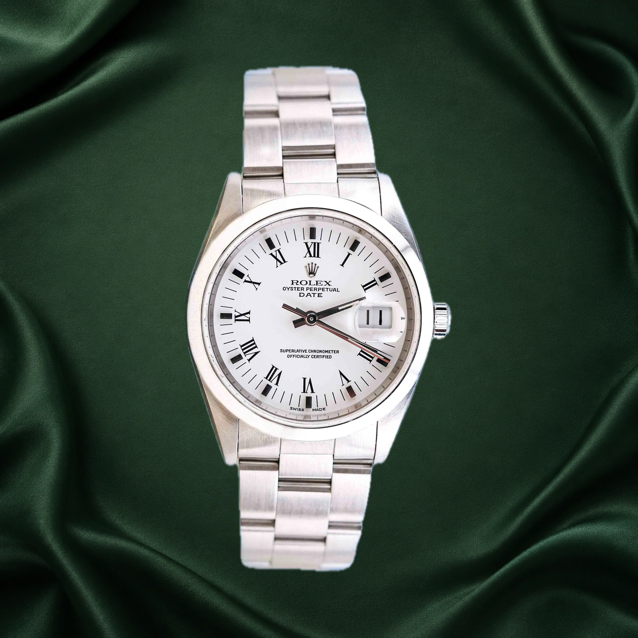 Rolex Oyster Perpetual Date 15200 White Roman Oyster · partner reference illustration