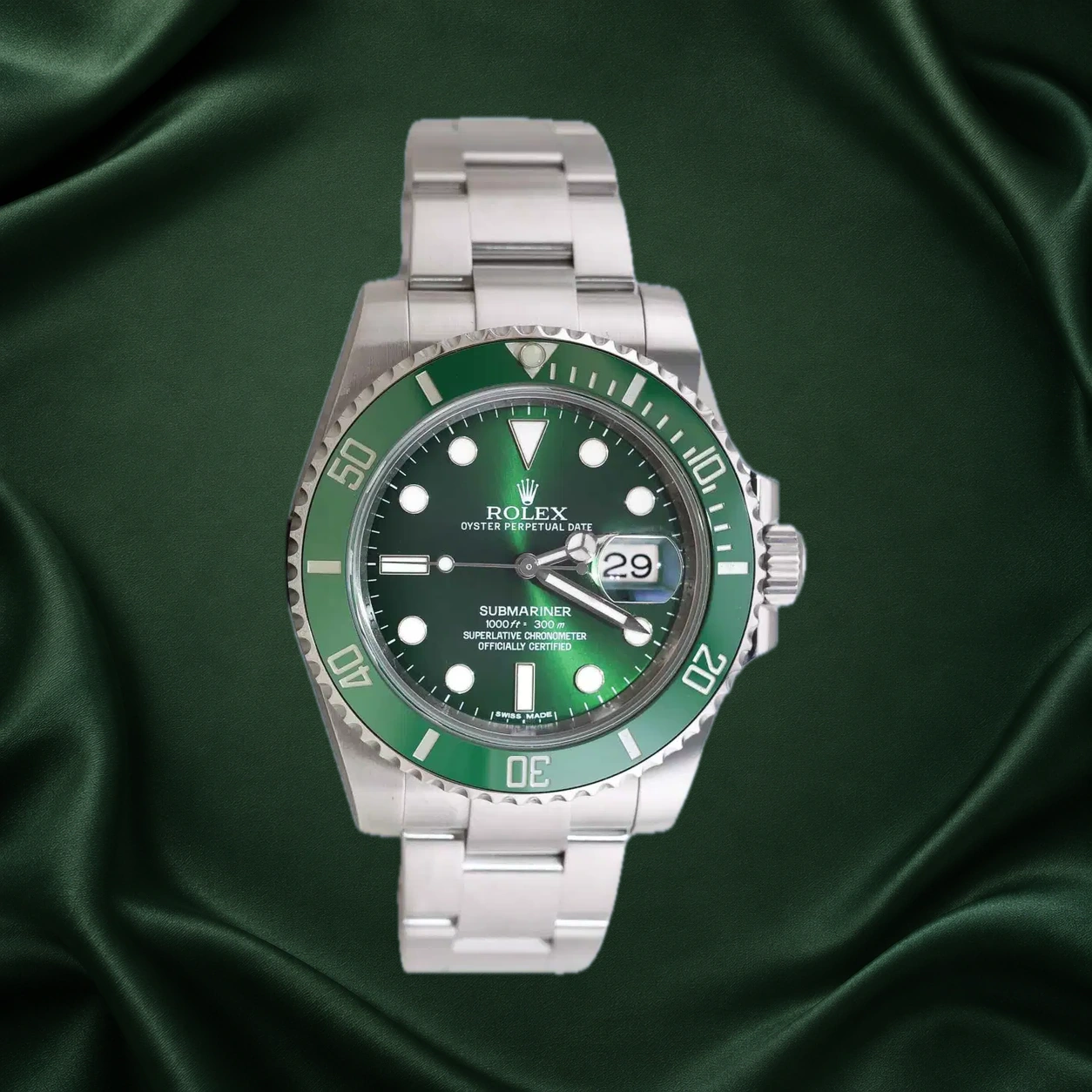 Rolex Submariner Hulk Mark 1 116610LV Green Oyster · partner reference illustration