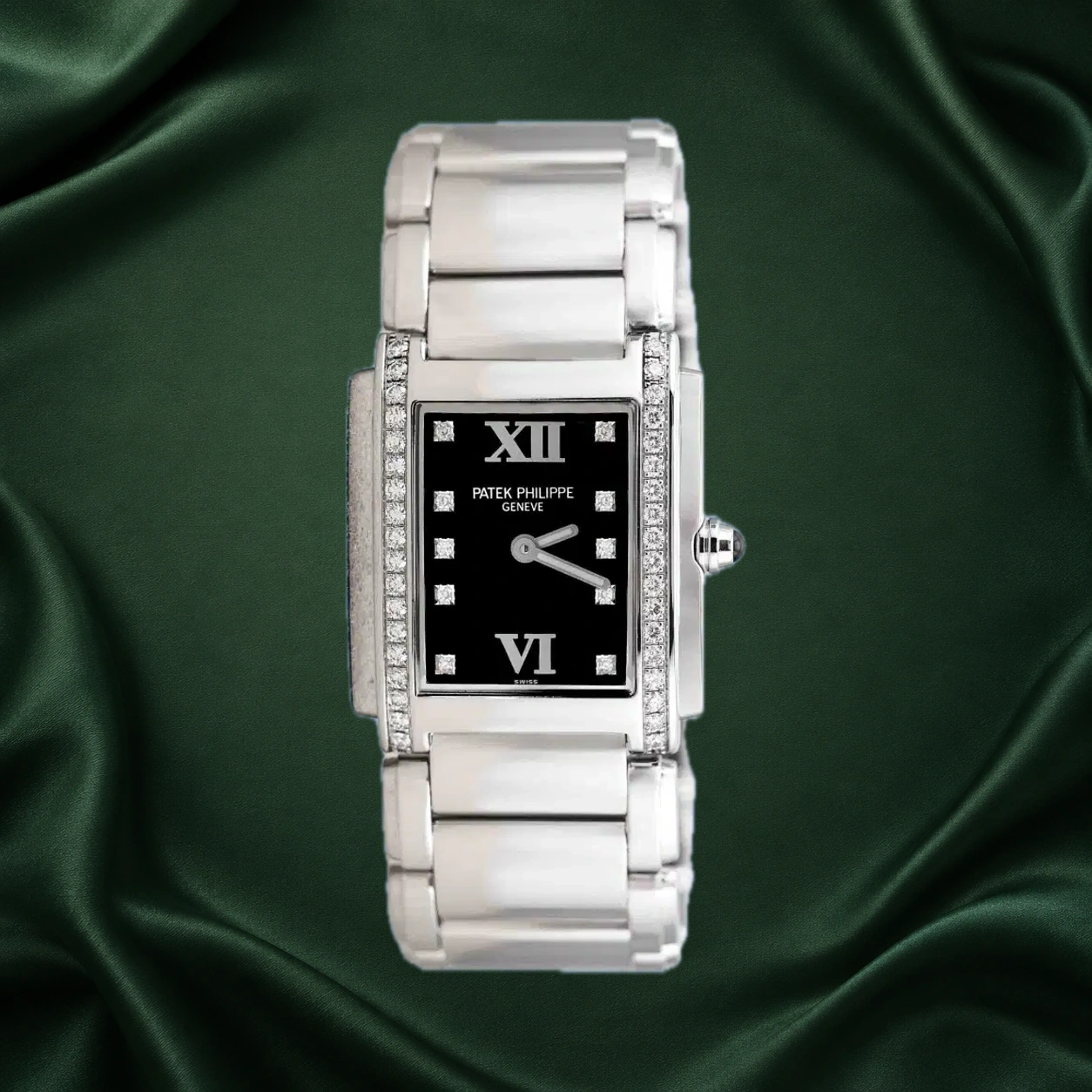 Patek Philippe Twenty~4 4910/10A-001 Black w 10 Point Diamonds · partner reference illustration