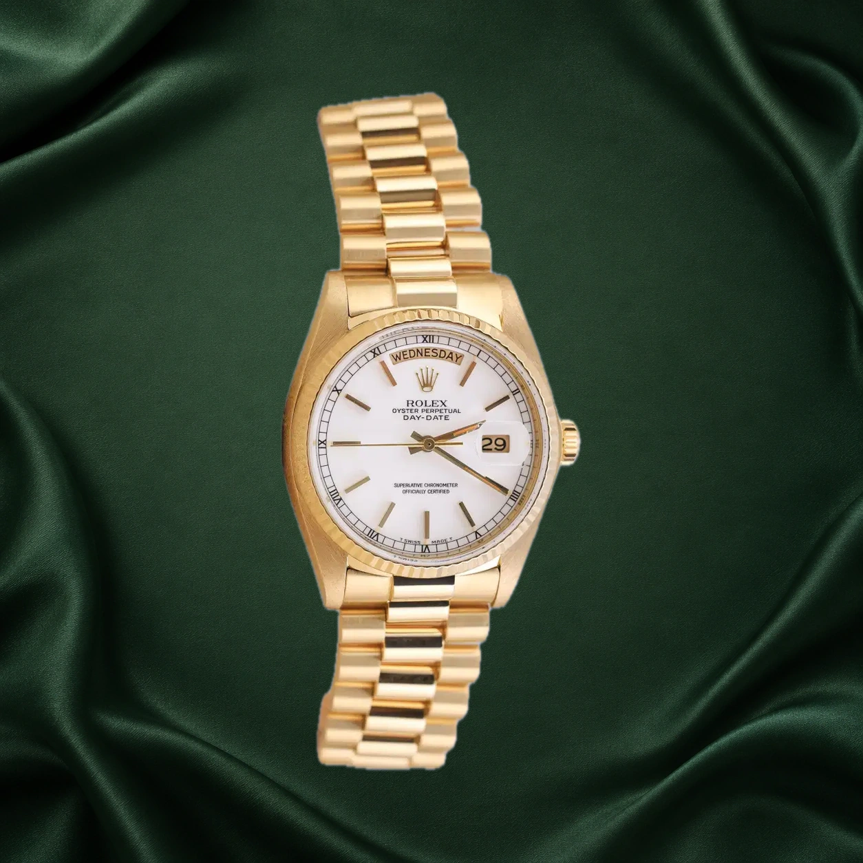 Rolex Daydate 18038 White w Gold Index President · partner reference illustration
