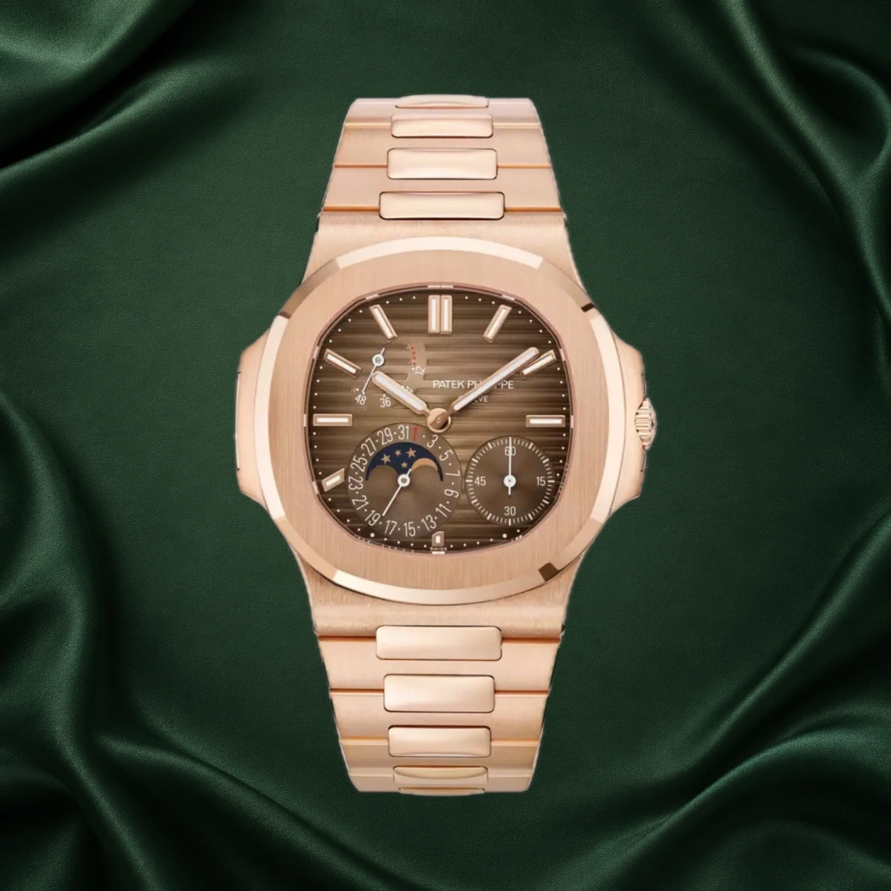 Patek Philippe Nautilus Moonphases 5712/1R Brown Dial Rose Gold 5712 Moon Phases 40mm · partner reference illustration