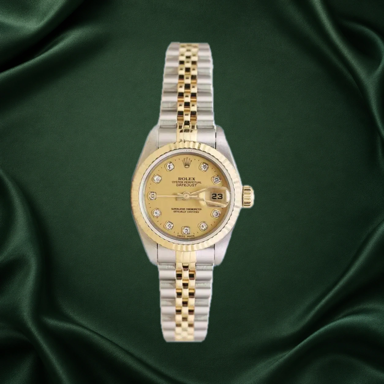Rolex Datejust 69173 Champagne w 10 Point Big Diamonds Jubilee · partner reference illustration