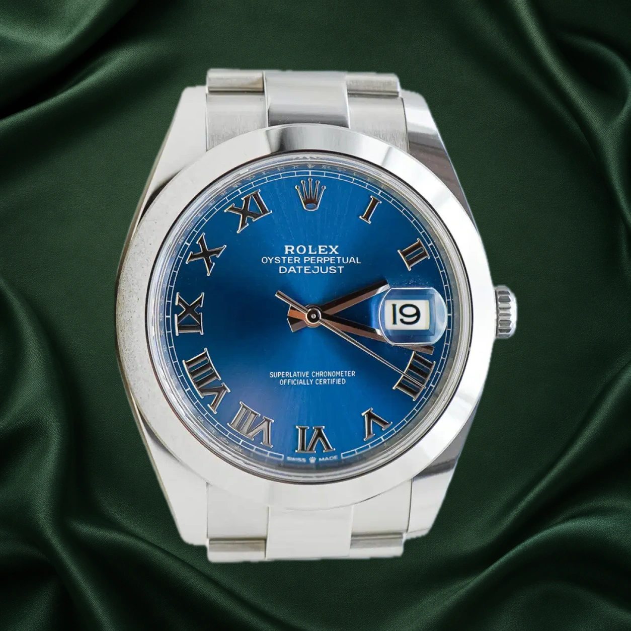Rolex Datejust 126300 Azzurro Blue Roman Oyster · partner reference illustration