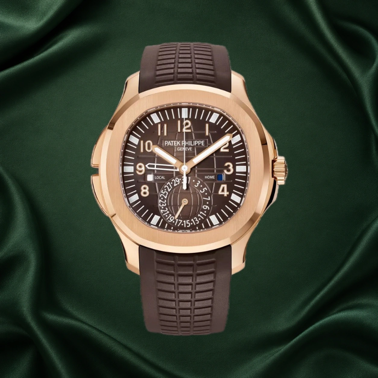 Patek Philippe Aquanaut Travel Time Rose Gold 5164R 5164 40.8mm Brown Dial · partner reference illustration