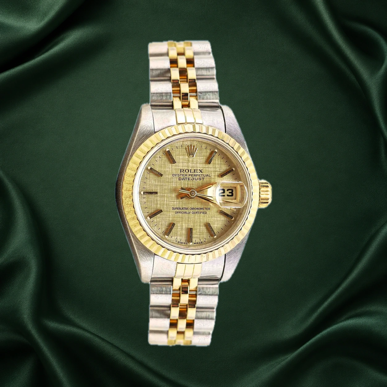 Rolex Datejust 69173 Champagne Linen Index Jubilee · partner reference illustration