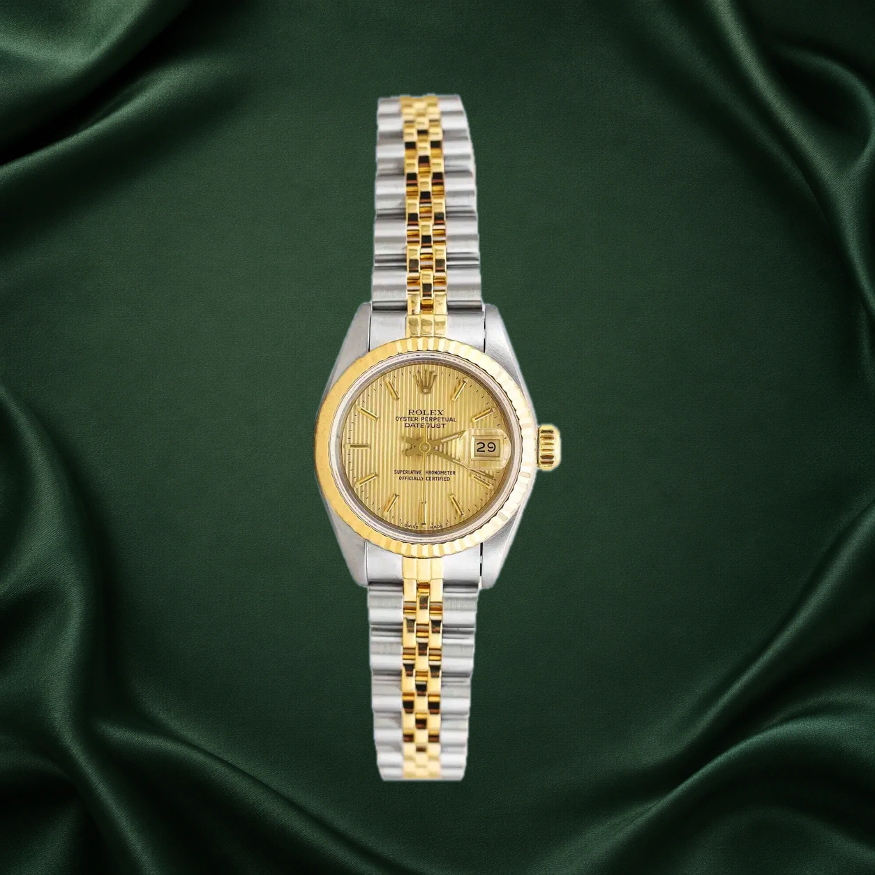 Rolex Datejust 69173 Cream Tapestry w Gold Index Jubilee · partner reference illustration