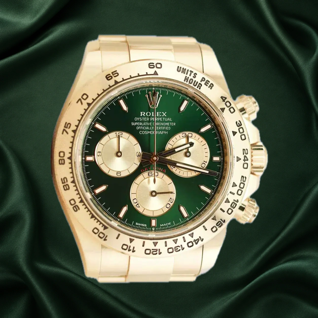 Rolex Daytona John Mayer 2.0 126508 Bright Green and Golden Oyster · partner reference illustration