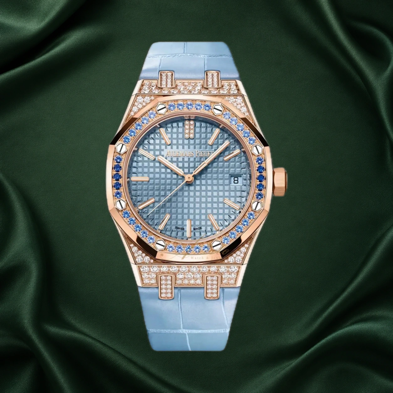 Audemars Piguet Royal Oak 15551OR Ice Blue Dial 37mm Blue Sapphire Bezel 15551 · partner reference illustration