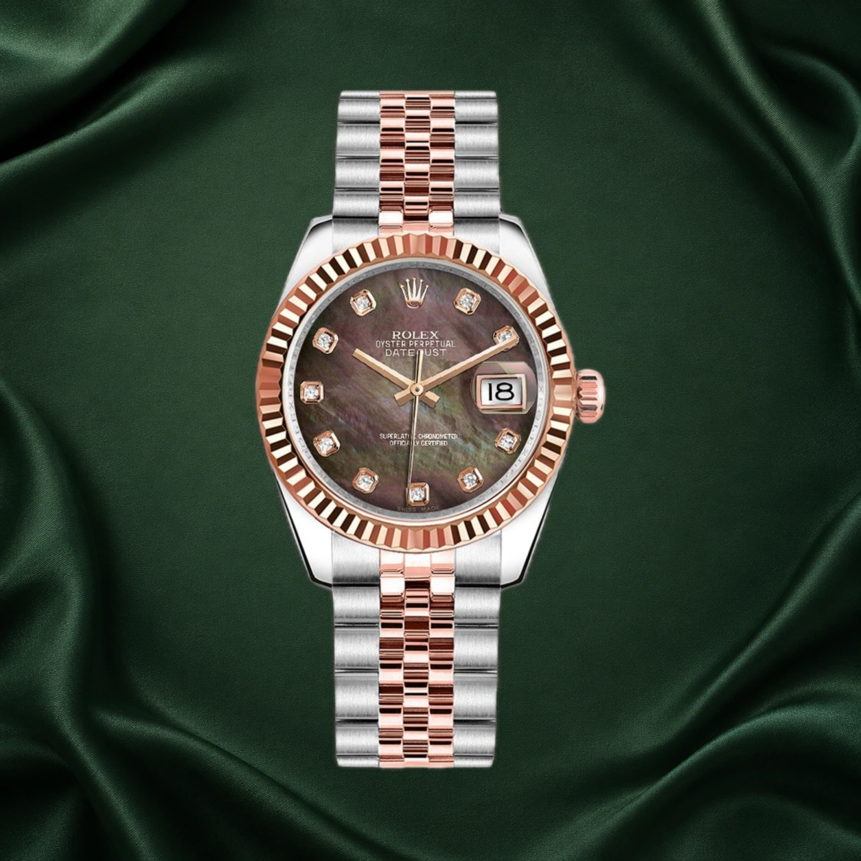 Rolex Datejust 31mm Two-tone Rose Gold 178271 Black Mother Of Pearl MOP Two Tone · partner reference illustration