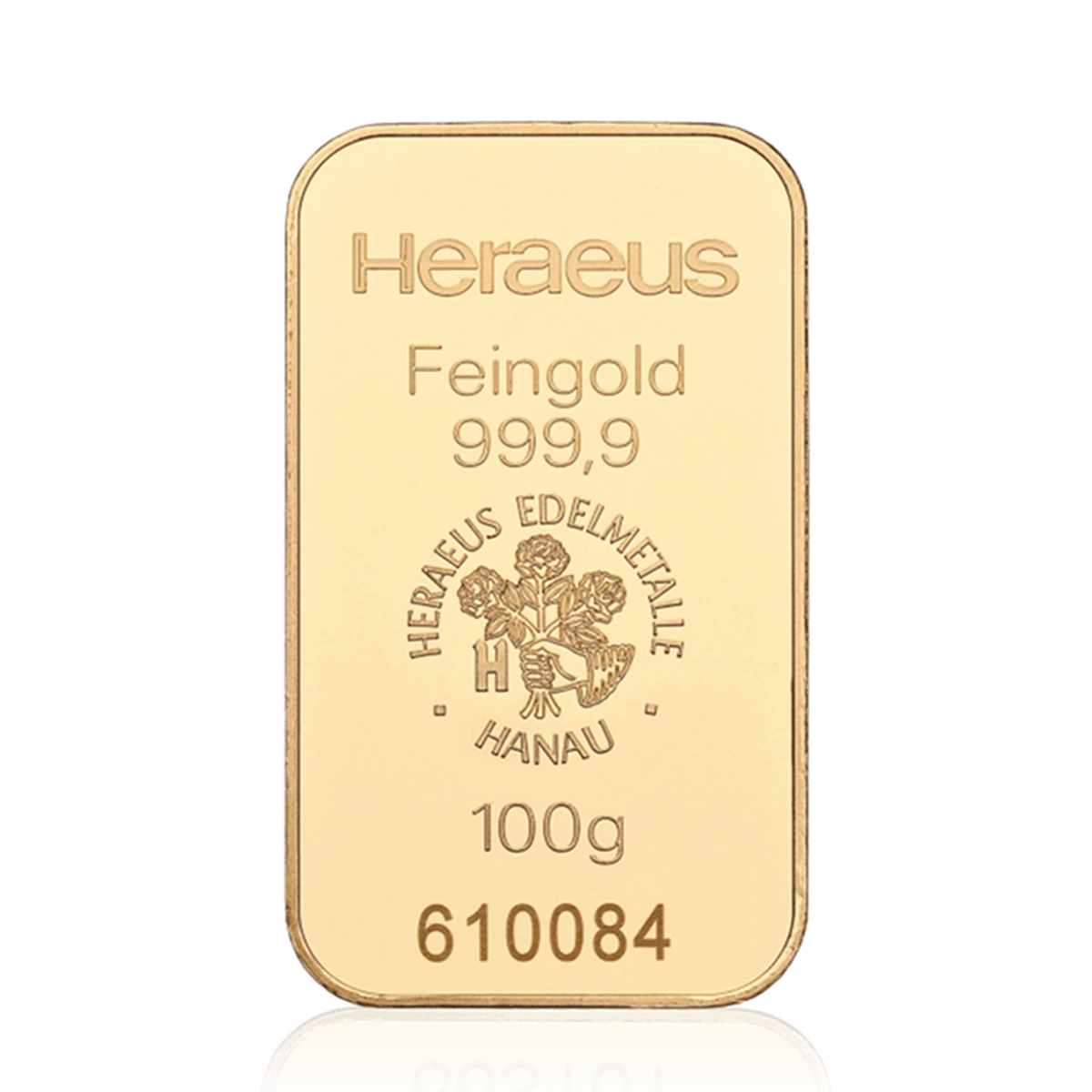 Heraeus 100 gram physical gold bar