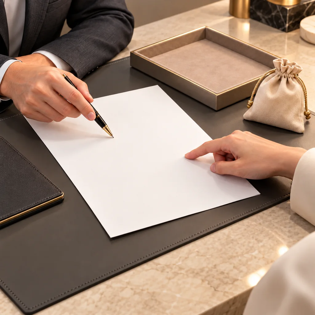 Illustration of a written quotation discussion with a blank document