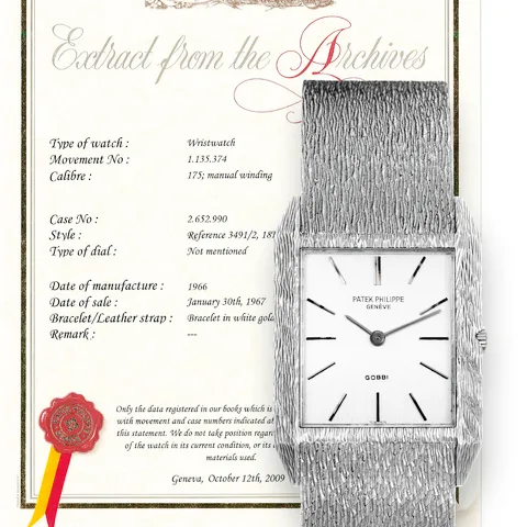 Patek Philippe Vintage wristwatch Ref. 3491/2, front view, source example 1