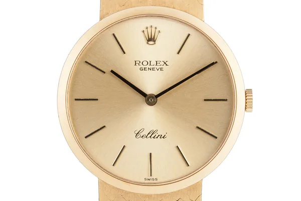 Rolex Cellini · yellow gold bracelet watch, front view, source example 1